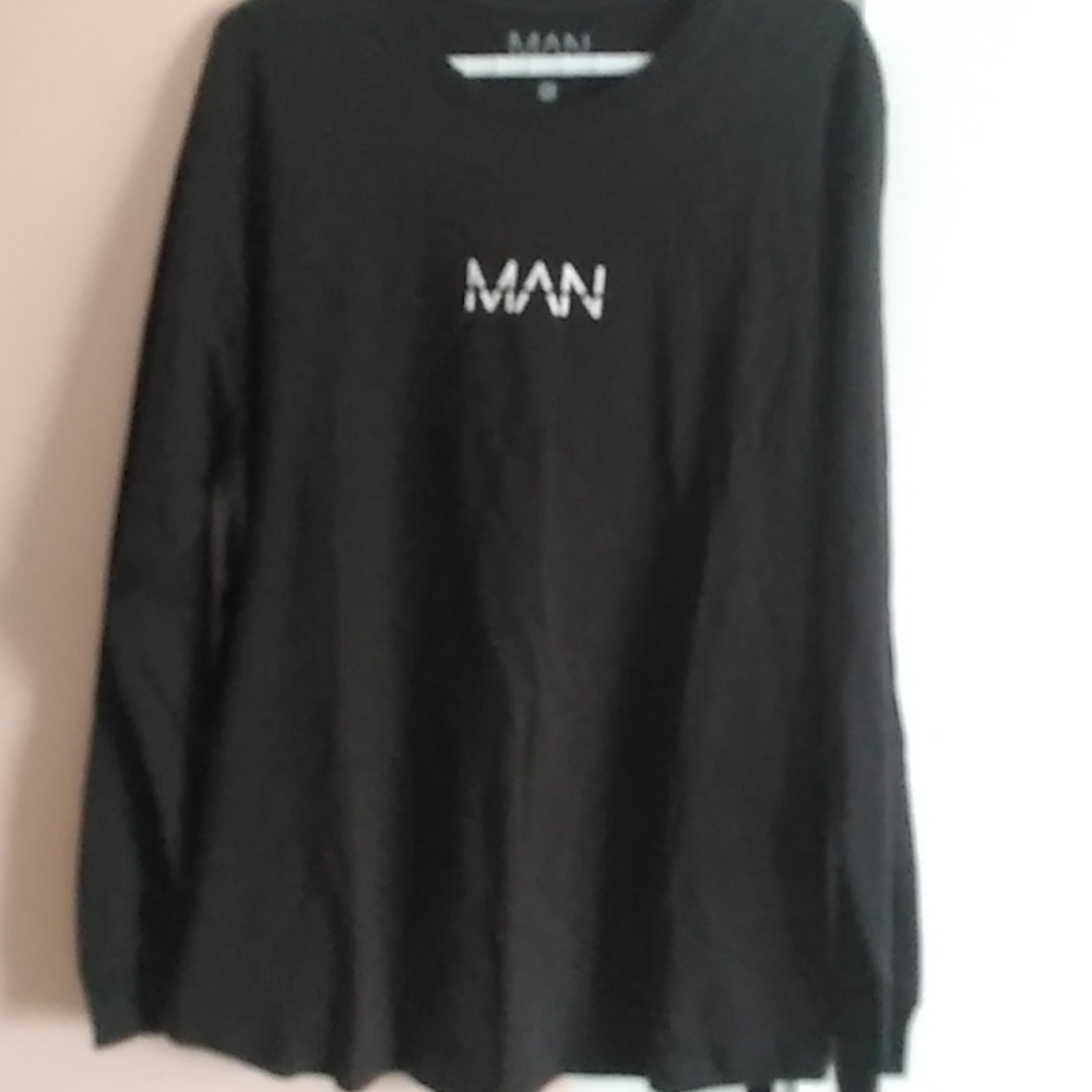 Boohoo Original MAN Long Sleeve Curve Shirt Black Size XL